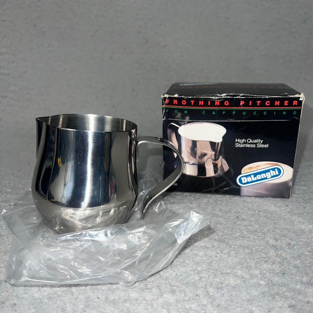 DeLonghi Espresso Frothing Pitcher Stainless Steel Jug 10oz Capuccino Creamer